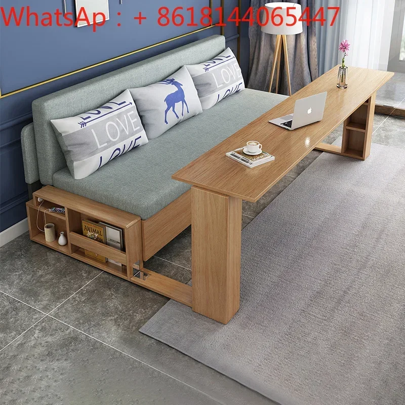 Custom solid wood sofa bed multi-functional living room push-pull folding dual use storage sofa bed sponge latex coconut cushion