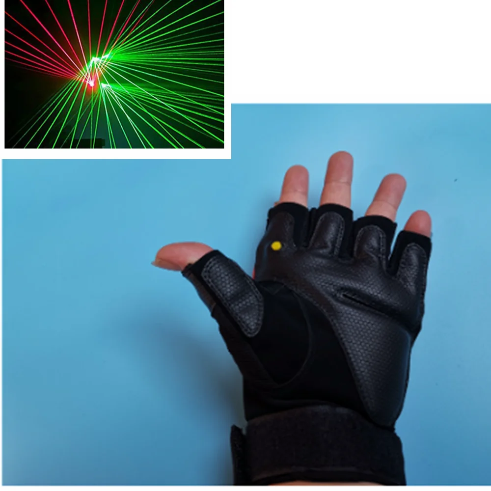 Green+Red Cross Multi line Luminous Gloves Bar Nightclub DJ Gloves