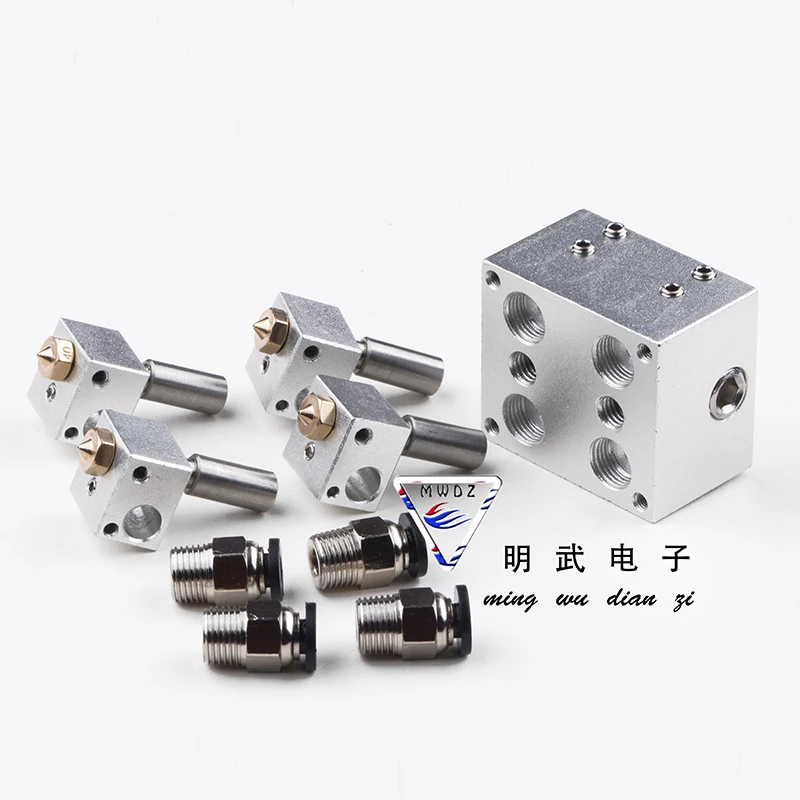 3D Printer Accessories   4 multi-nozzle 4 multi-color water-cooled hot-end Extruder Kit Nozzle