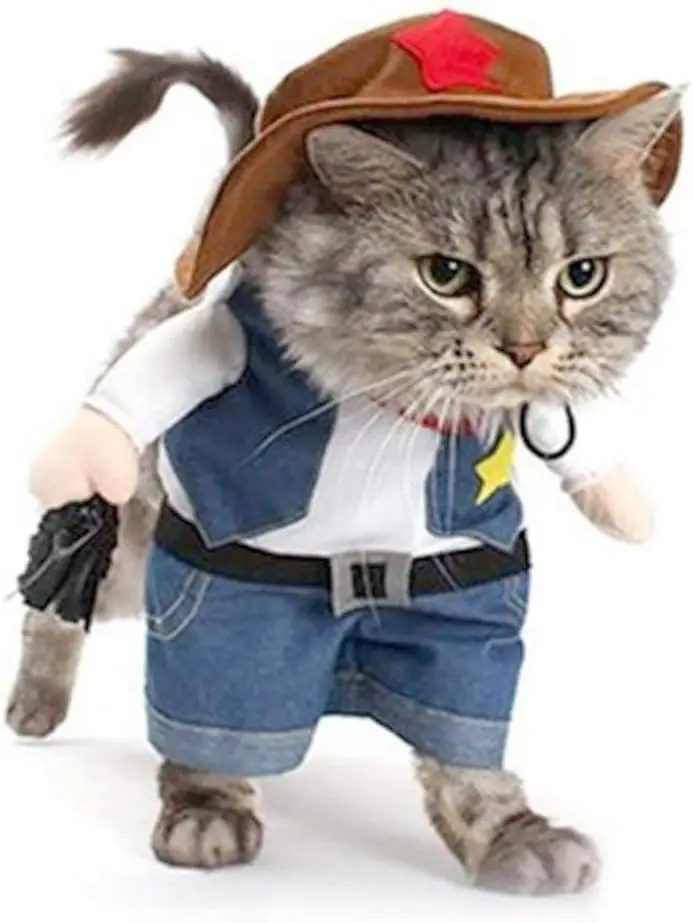 Zabawny kostium na Halloween dla psa i kota Kowbojskie ubrania dla psów Kostiumy dla małych psów Cosplay Akcesoria dla kotów