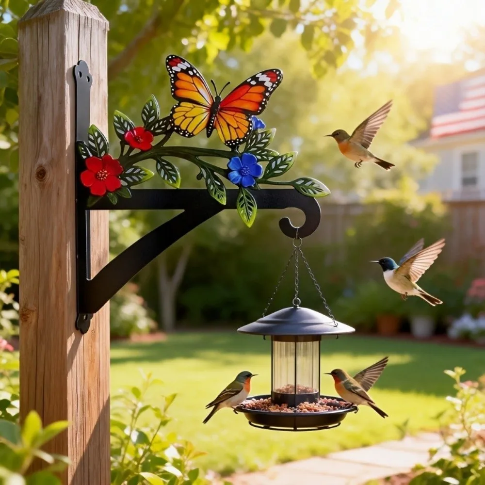 Home Decoration Colorful Wall-mounted Hanger Rust-Proof Bird Hanging Bracket Outdoor Indoor Flower Wall Hook Outdoor