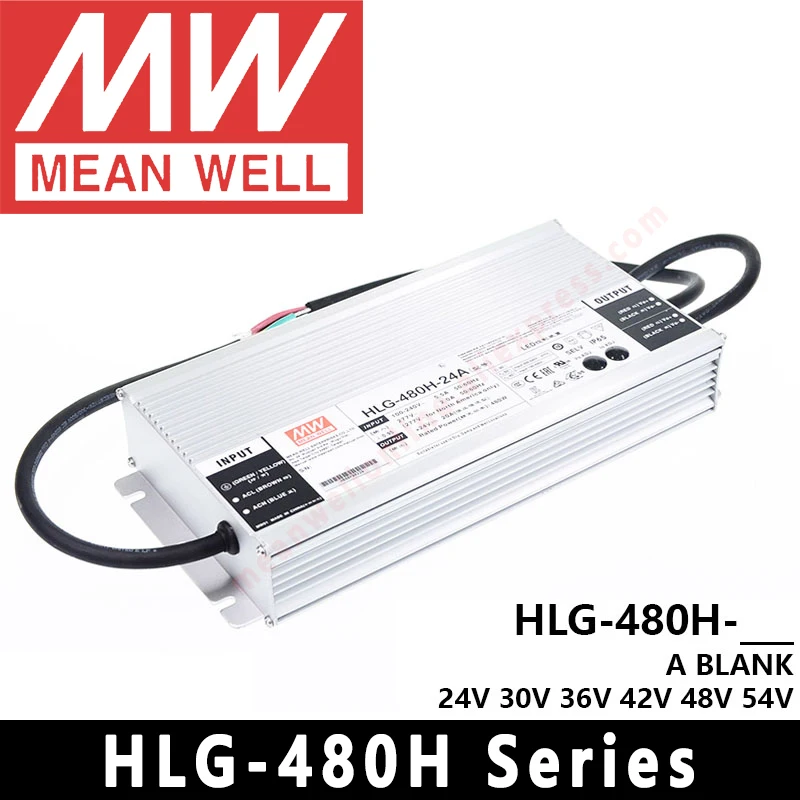 Mean Well HLG-480H-24A/30A/36A/42A/48A/54A 480W Constant Voltage/ Constant Current LED Driver