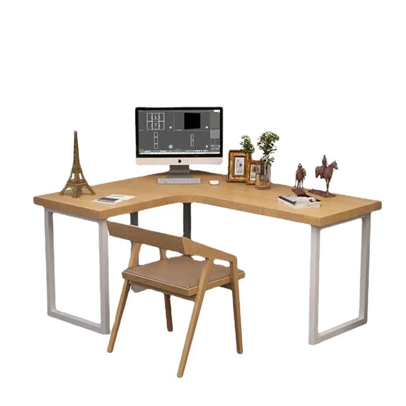 

Bedroom solid wood wrought iron desk against the wall, household single and double computer desk