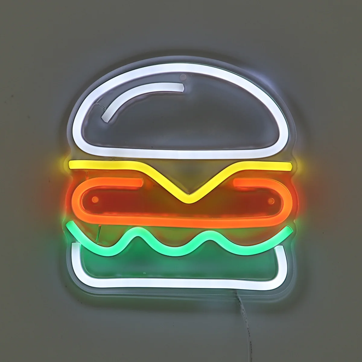 1PC 5V USB Power Hamburger LED Neon Sign Light For Room Shop Party Hamburger Shop Restaurant Kitchen Decoration 7.8''*7.87''