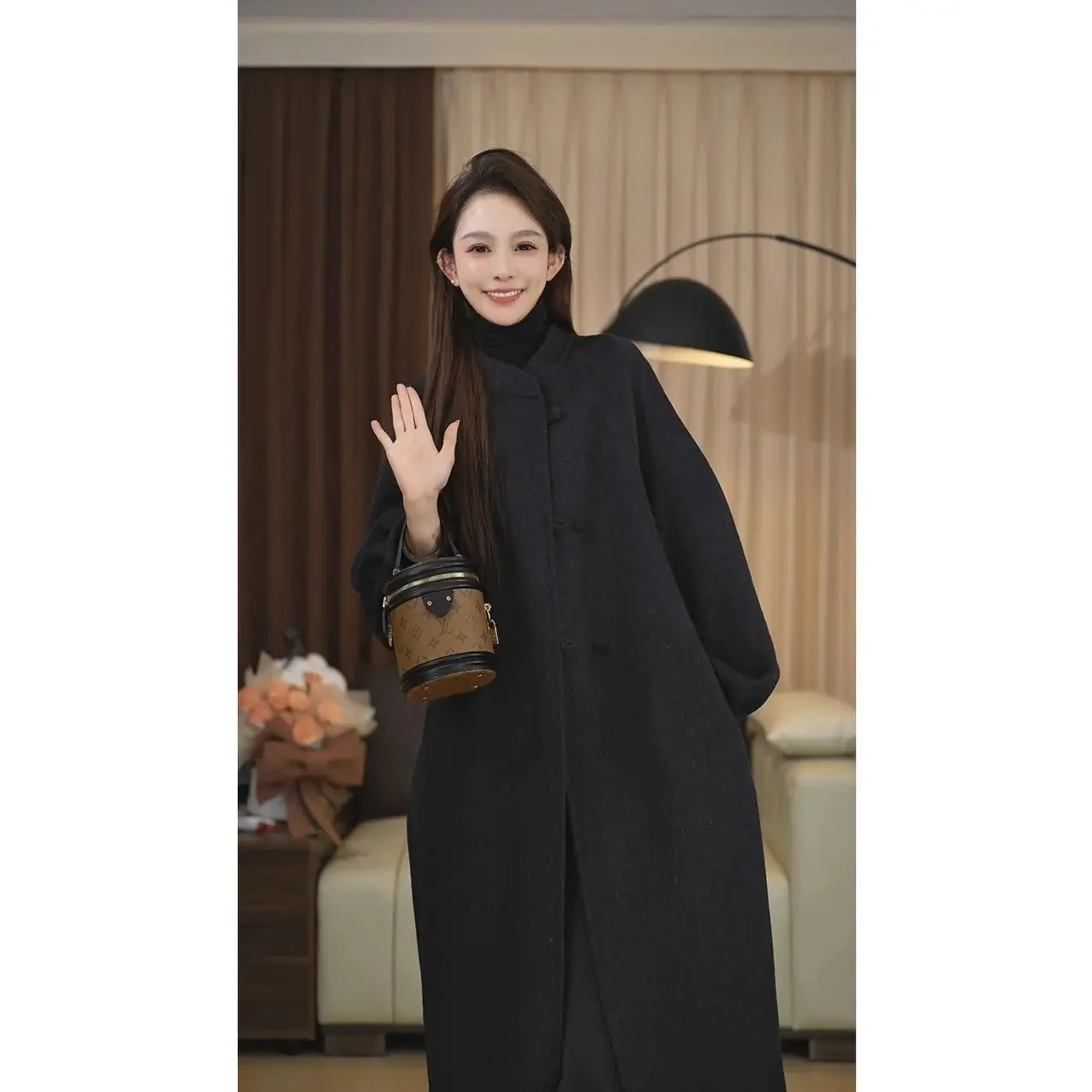 

Женское двустороннее шерстяное пальто средней длины с воротником-стойкой, утепленное, осенне-зимняя верхняя одежда, прямой крой, для повседневной носки