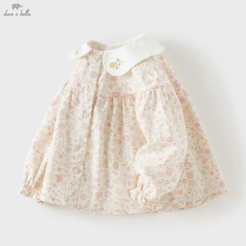 Dave Bella Children Autumn Floral Shirt Clothes Girls Spring Printed Blouse Casual Cotton Top Outdoor Party DB3263209