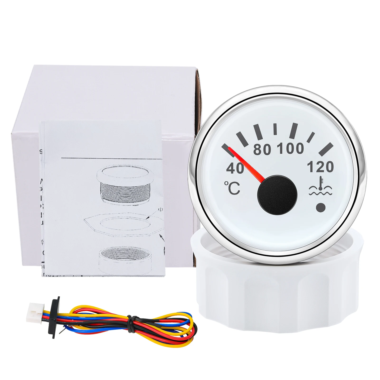 52mm 2inch Marine Boat Water Temperature Temp Gauge Meter 40-120℃ Water Temp Meter Indicator 9-32V For Car Auto Motorcycles - view 5