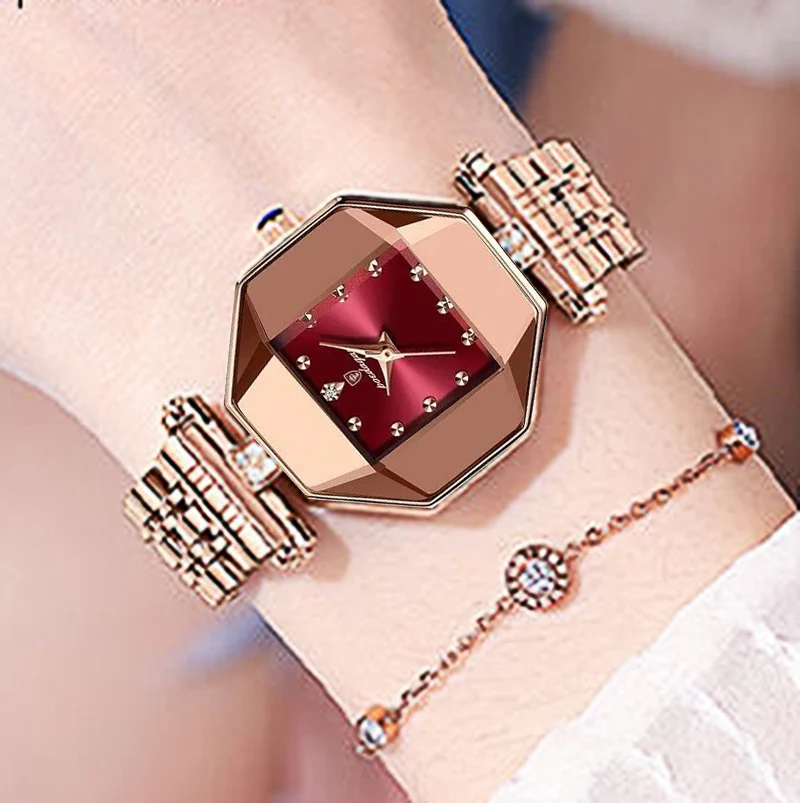 Women Quartz Watch Leather Steel Watch Rhinestone Ladies Bracelet Watch Casual Wristwatch Clock Relogio Feminino