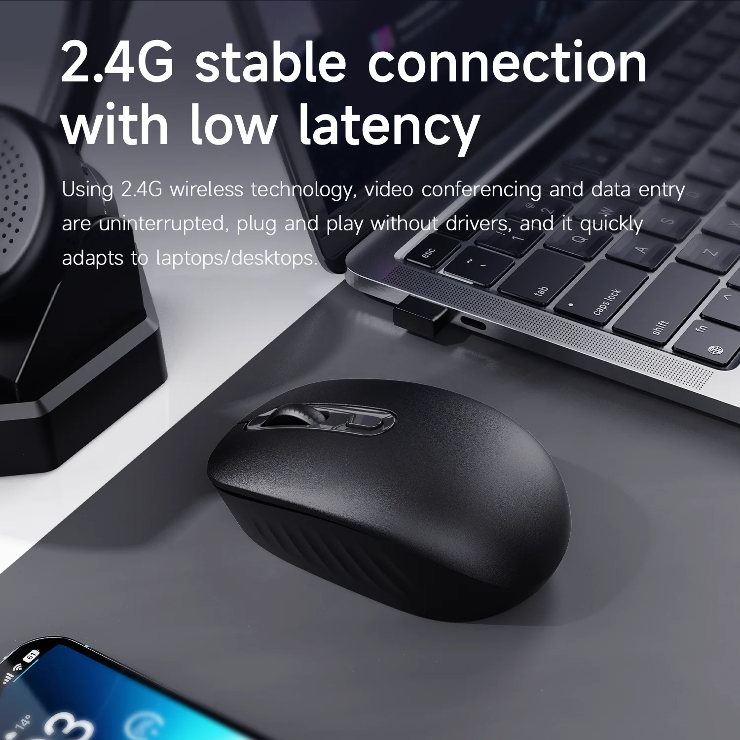 AJAZZ NJ04 2.4G Single-Mode Mouse Ergonomic Macro Gaming Mouse PC Laptop