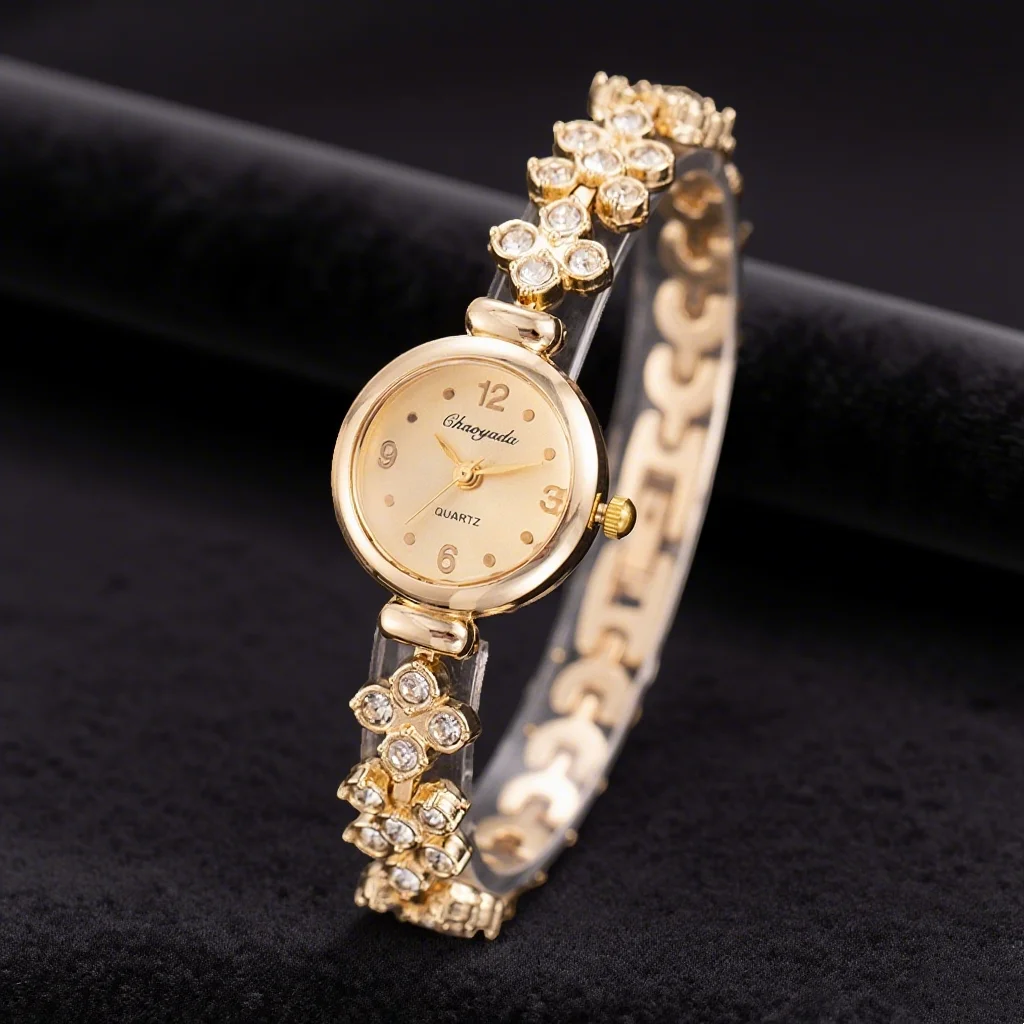 

Изысканные роскошные женские часы, модные женские кварцевые часы из сплава со стразами, маленький циферблат, элегантное платье, женские наручные часы