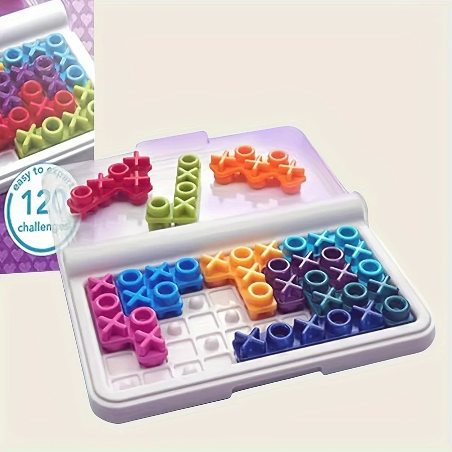 X- en O-spel, perfect cadeau voor feestdagen en feesteffecten! Plastic schaakbordspeldoos die de intelligentie verbetert (productaccessoires zijn willekeurig