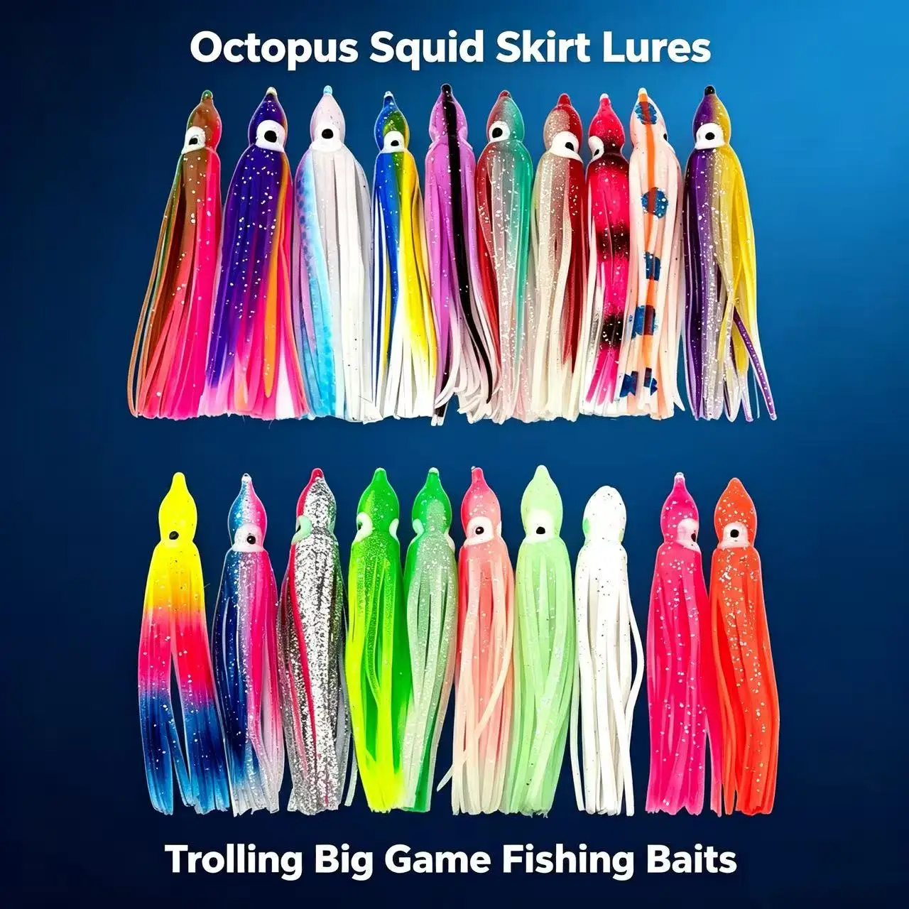 60-200mm Soft Octopus Lure Hoochies Squid Skirt Trolling Lure PVC Luminous Soft Fishing Lure