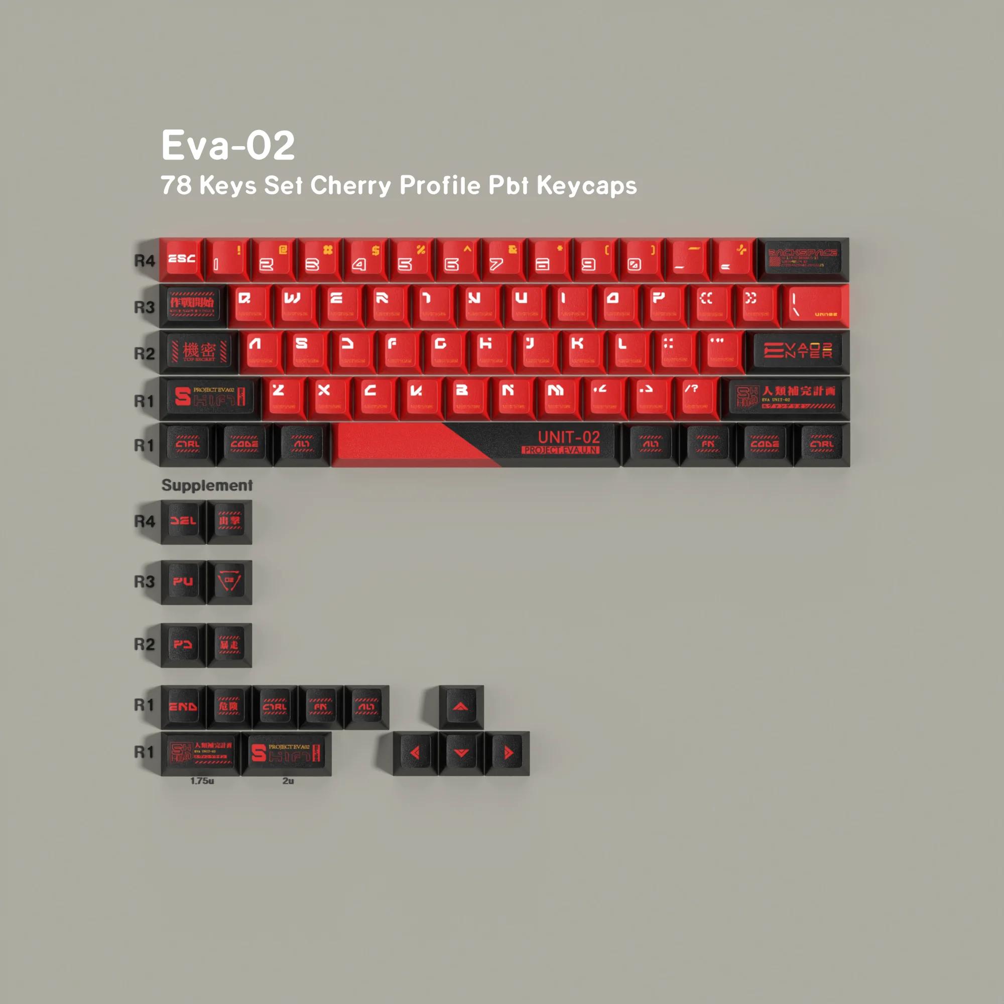 Eva 01 02 Cherry Keycaps Boog Zwart Wit Pbt Materiaal Key Caps Voor Mechanisch Toetsenbord 78 Toetsen Set Voor Wooting Hi75 A68