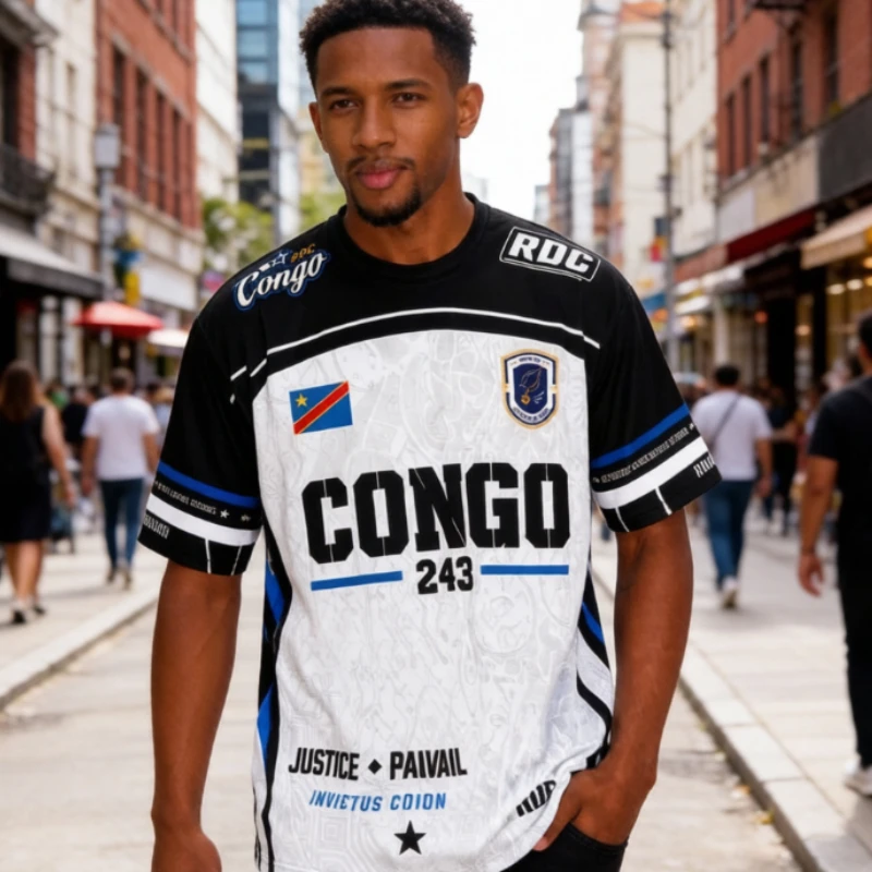 Summer Family Match Congo Doctor Printed V-neck Short Sleeve T-shirt Pattern Quick Drying Breathable Sports T-shirt