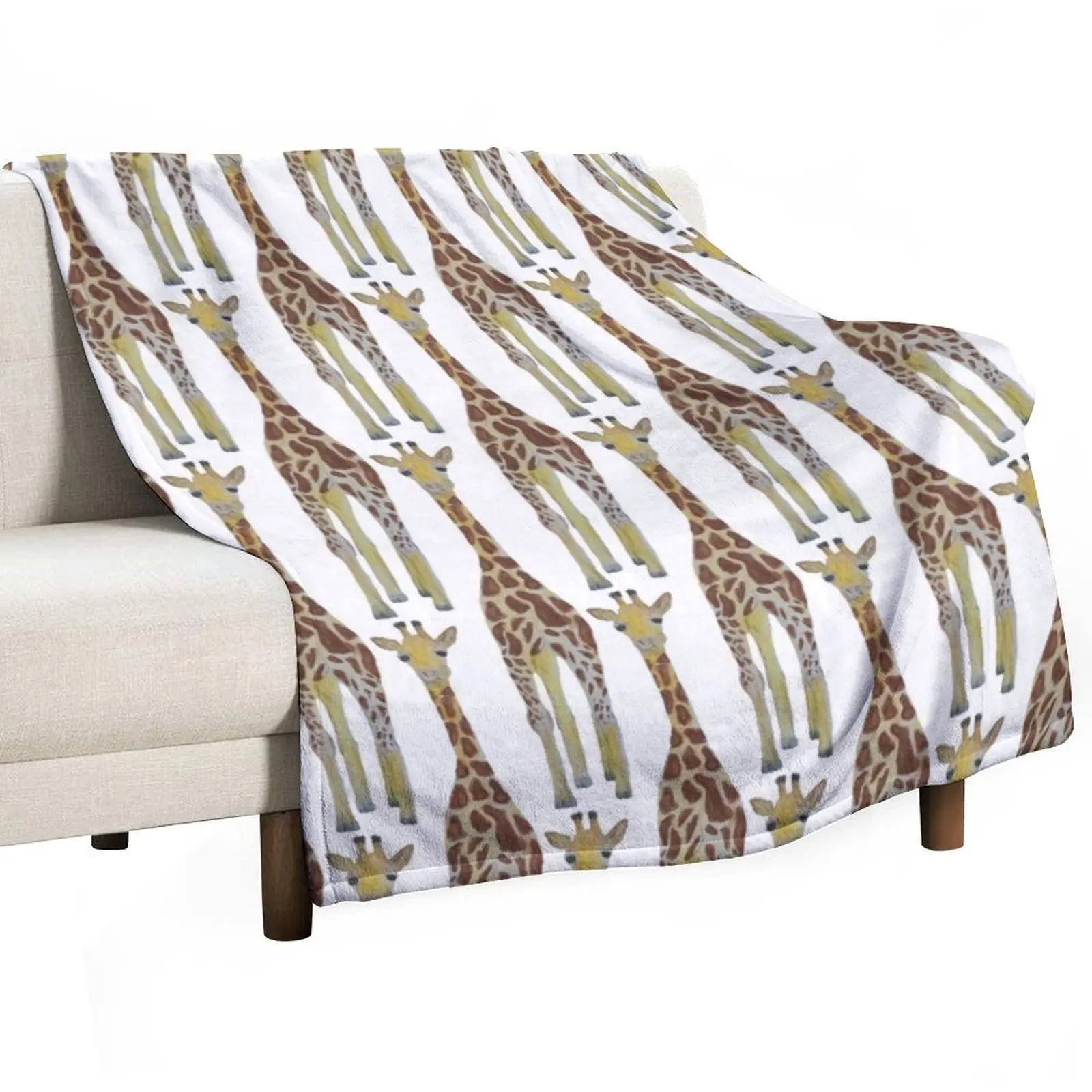Hand-Painted Pretty Authentic Giraffe Throw Blanket Tourist For Sofa Thin Luxury Quilt Flannel Fabric Fashion Sofas Blankets