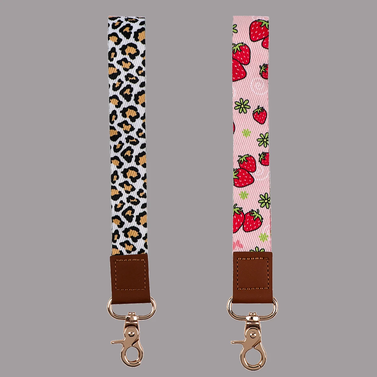 Leopard Short Lanyard Key Fobs Holder Strawberry Eagle Beak Keychain Car Motorcycle Key Ring Jewelry Accessories Gifts