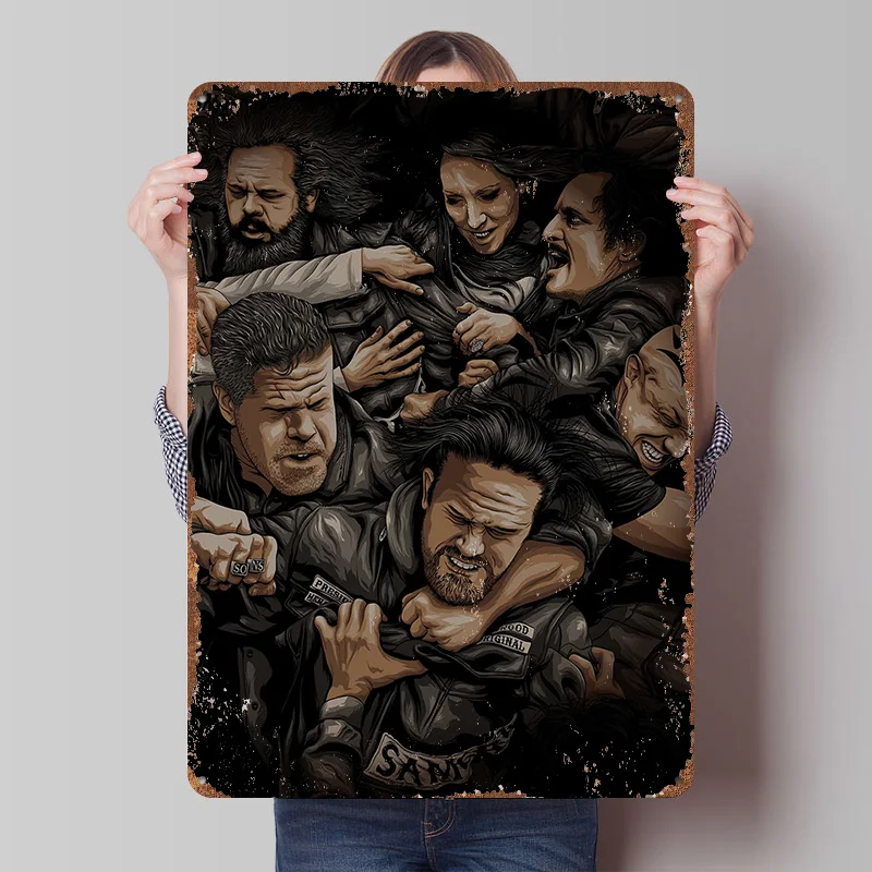 Sons of Anarchy Printed Poster Customized Retro Wall Art Vintage Metal Tin Signs for Home Bedroom Decorations Custom Plate Decor