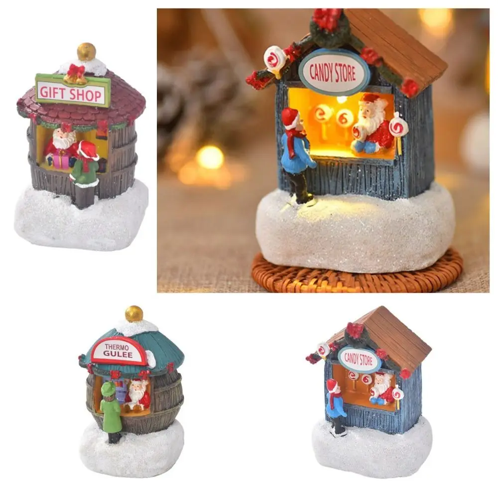 Night Lights Christmas Small House Lamp Santa Thermo gulee House Miniatures Gift Store Resin Christmas Microlandscape Ornament