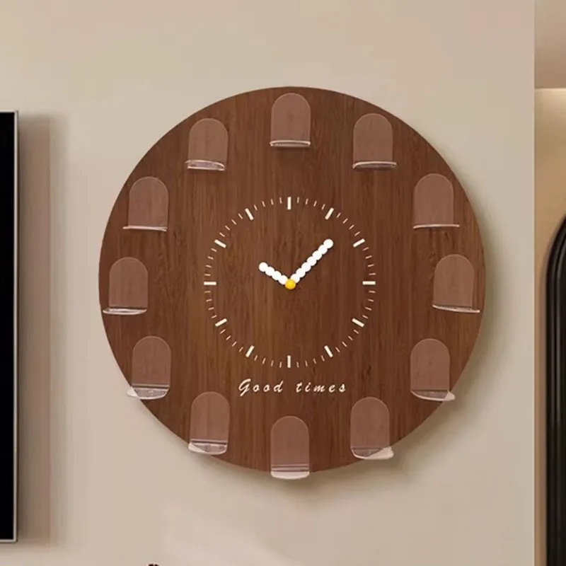 Reloj de Pared de Lujo para Sala de Estar, Reloj de Madera Vintage para Interiores, Reloj de Pared Estético Moderno, Creativo y Sencillo, Decoración de Pared