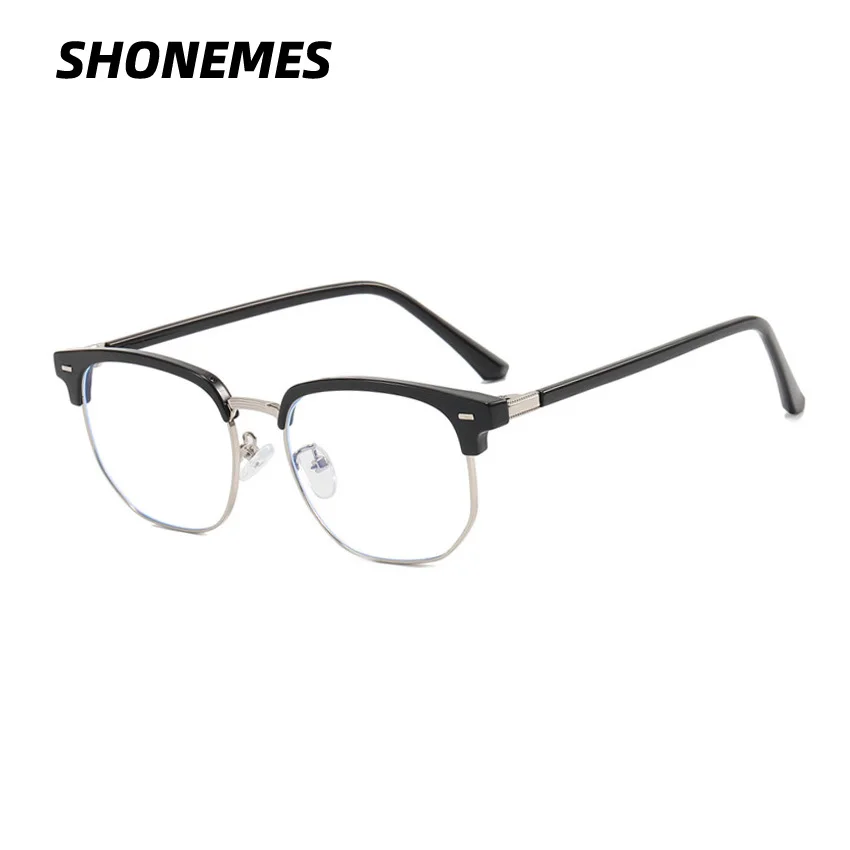 SHONEMES Polygonal Glasses Half Frame Vintage Anti Blue Light TR90 Eyeglasses Business Optical Computer Eyewear for Men Women