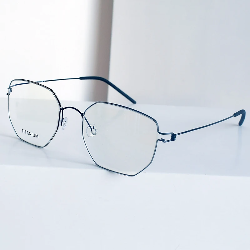 

Handmade Trendy Polygon Screwless Men's Eyewear Ultralight Titanium Glasses Frame Women Denmark Brand Design Full Rim Eyeglasses