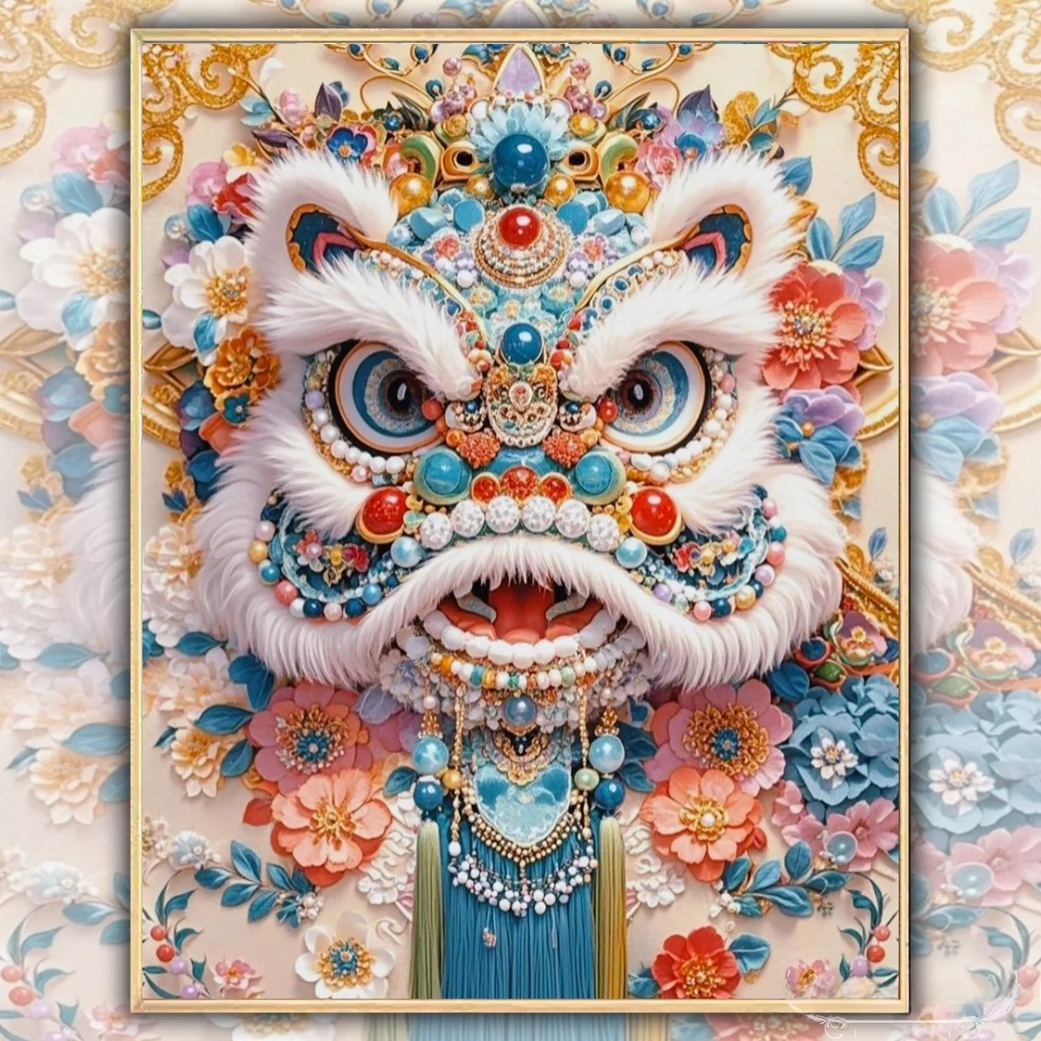 

New 2026 Cross Stitch Living Room High End Chinese Style National Trend Lion Wake up Embroidery DIY Handmade Gift Diamond Pai...