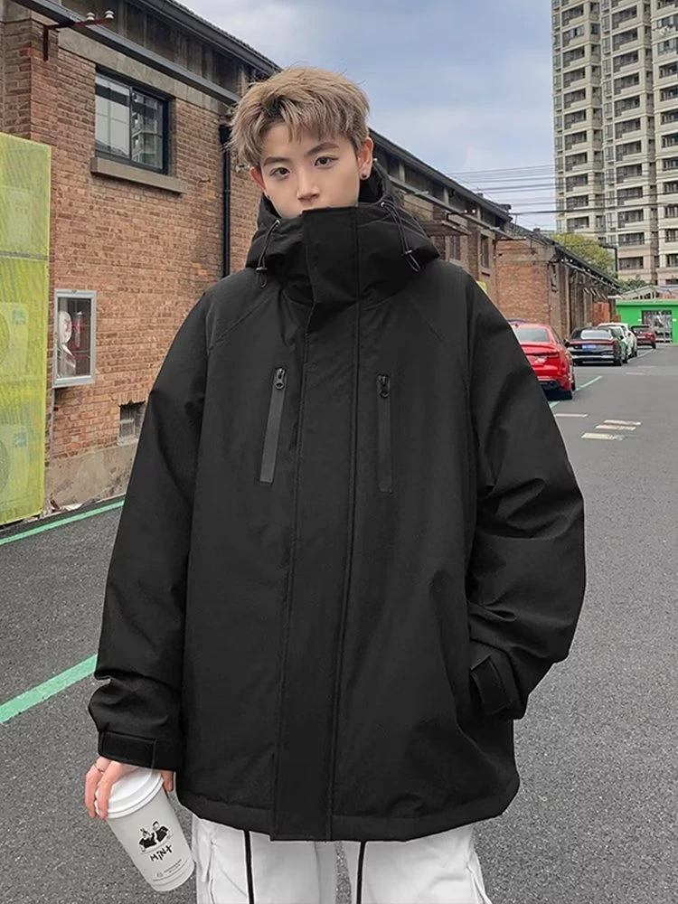 Parca solta masculina estilo japonês, manga longa, roupa quente e grossa, funcional, harajuku, que combina tudo, rua alta, inverno