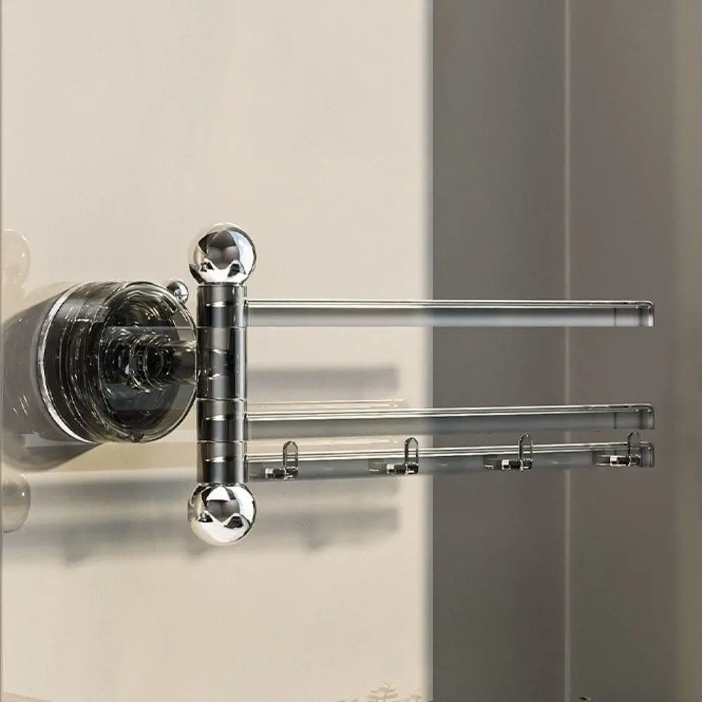 선반 180 ° 회전식 흡착판 수건걸이 벽걸이 3개 수건봉 화장실 수건봉 접이식 다용도 옷걸이 걸레걸이