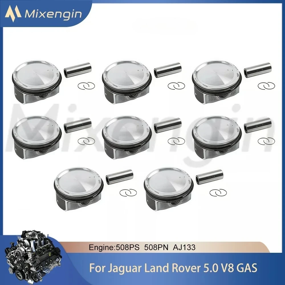 Engine 8pcs Piston kit w/ Ring Fit 508PS 508PN AJ133 5.0L V8 GAS For Land Rover Range Rover Defender Jaguar XE XF XJ 5.0T 2009