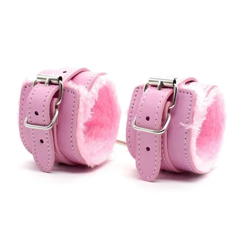 HotX PU Leather Pink Handcuff Wrist Ankle CuffS Restraints Bondage Adult Games Sex Toy Bondage Exotic Sex Toys for Couple