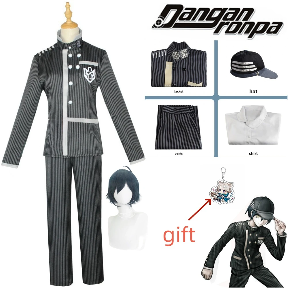 

Anime Danganronpa Cosplay Costumes Halloween Costume Adult V3 Saihara Shuichi Detective Slim Uniform Hat Full Set Suit Jacket