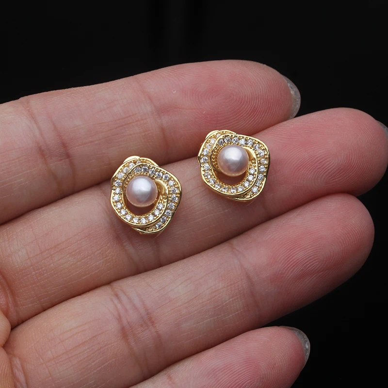 Real Natural Pearl Necklace and Earrings Set Woman,Gold Plated Freshwater Pearl Set Anniversary Wife Mother White Black