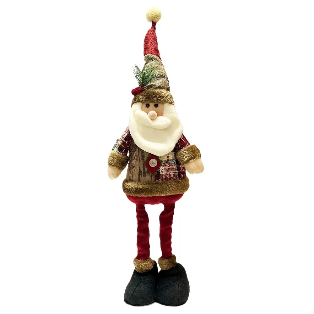 

Cross-Border New Christmas Retro Snowflake Plaid Fabric Stretch Doll - Decoration Ornament for Hotel & Mall Christmas Display