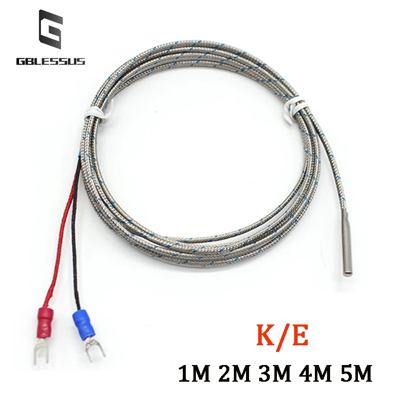 K/E Probe Thermocouple Thermal Resistance Temperature 304 Probe Type Temperature Wire Small Cylindrical Temperature Sensor