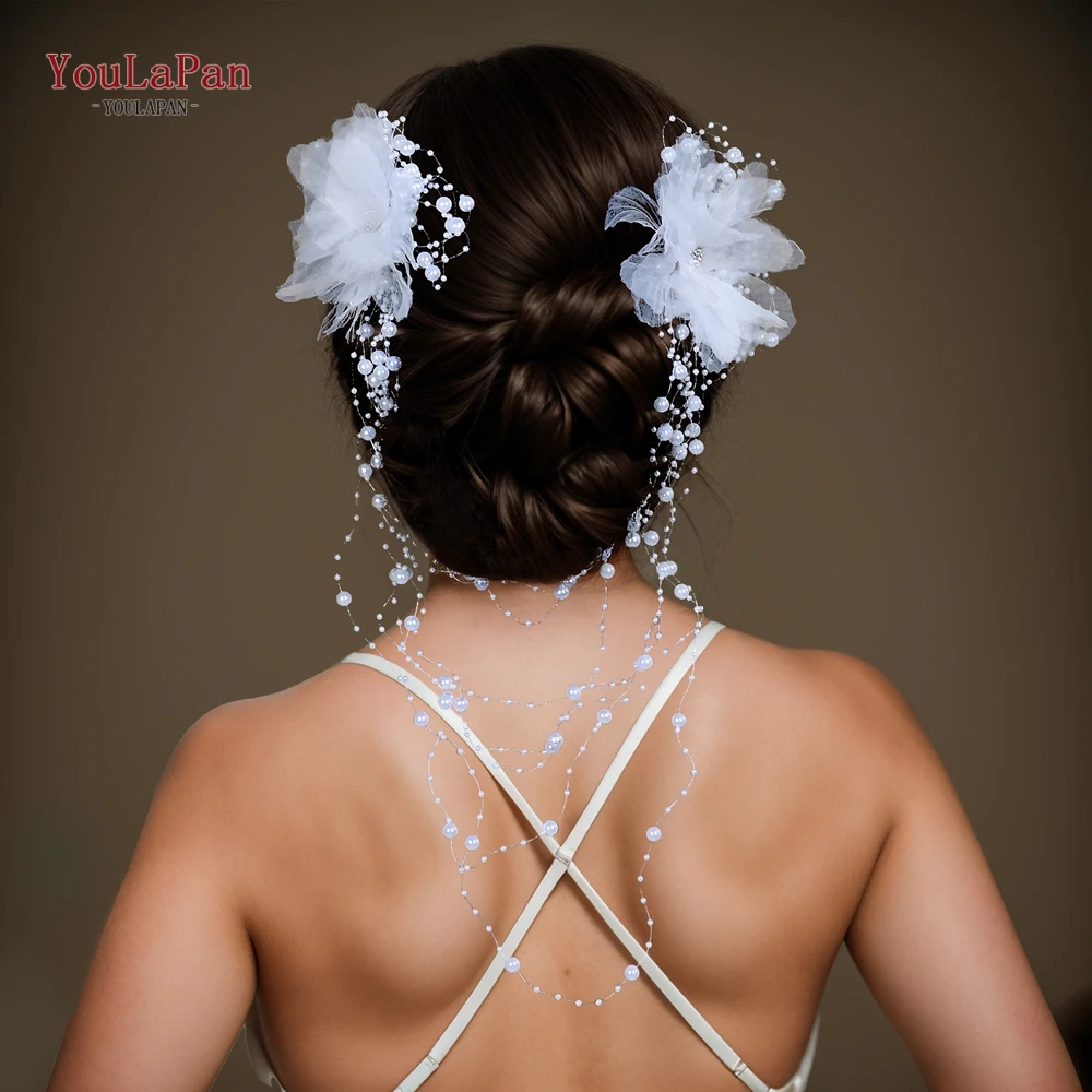 YouLasaupoudrer-Pièce de Cheveux à Pampilles Perlées pour Patients, Peigne à Fleurs en Maille Élégant, Vêtements de Sauna, Accessoires de Cheveux de Mariage Princesse, Patients user ins 691