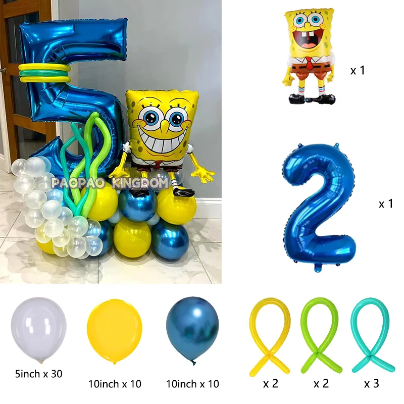 1 مجموعة سبونجبوب سكوير بالون عيد ميلاد مجموعة عدد 1-9st احباط بالون حفلة عيد ميلاد سعيد خلفية ديكور هدايا الأطفال