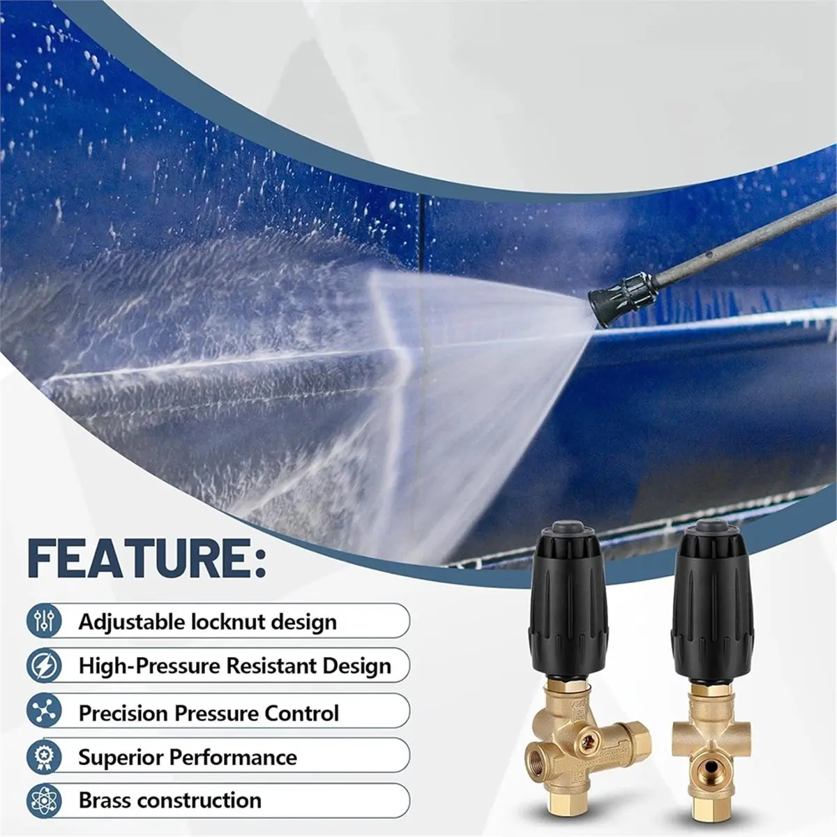 Vrt3-310 Pressure Washer Unloader Valve, Black Spring, 10.5 Max Gpm High Pressure Washer Valve Brass