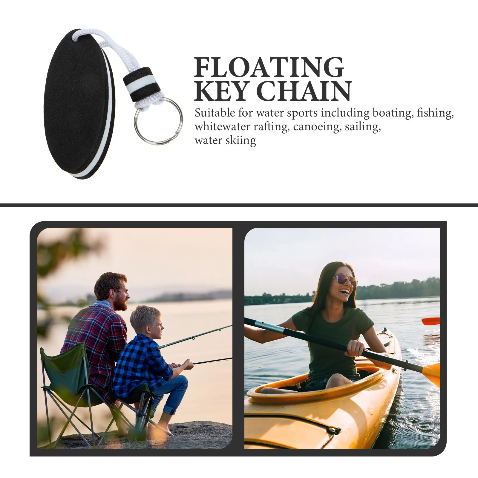 

4pcs Floating Keychain Eva Waterproof Float Key Holder Key Ring Bright Decorative For Water Sports Boat Keys Gift