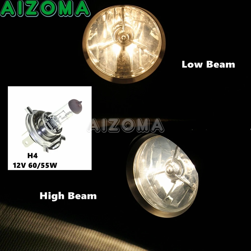 Motorcycle Tri-Bar Headlight H4 Visor Headlamp For Harley Chopper Bobber Cruiser Yamaha Dragstar Vstar Kawasaki Vulcan Classic