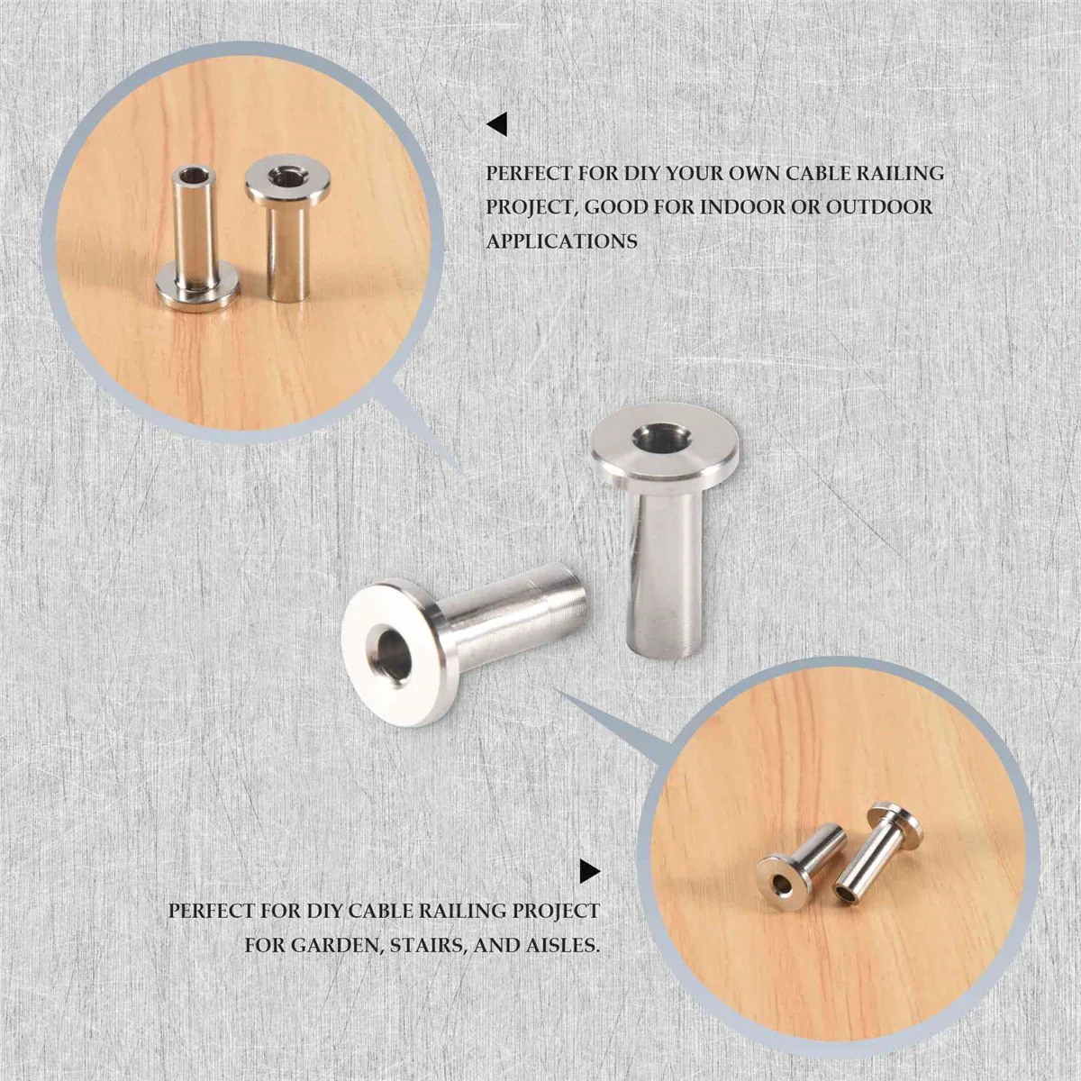 Imagem -05 - Mangas Protetoras Grommet Kit Trilhos de Cabo Mangas Protetoras Faça Você Mesmo Balaustrada Wire Rope T316 20 Pcs Aço Inoxidável