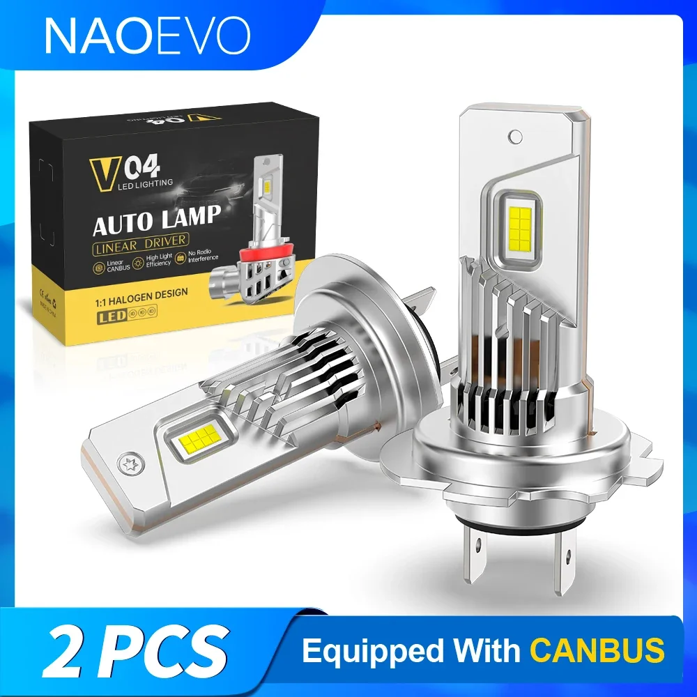 NAOEVO V04 H7 9012 HIR2 LED Headlights Direct Insertion LED Light With Decoding 2PCS Suitable For 99% Of Branded Cars