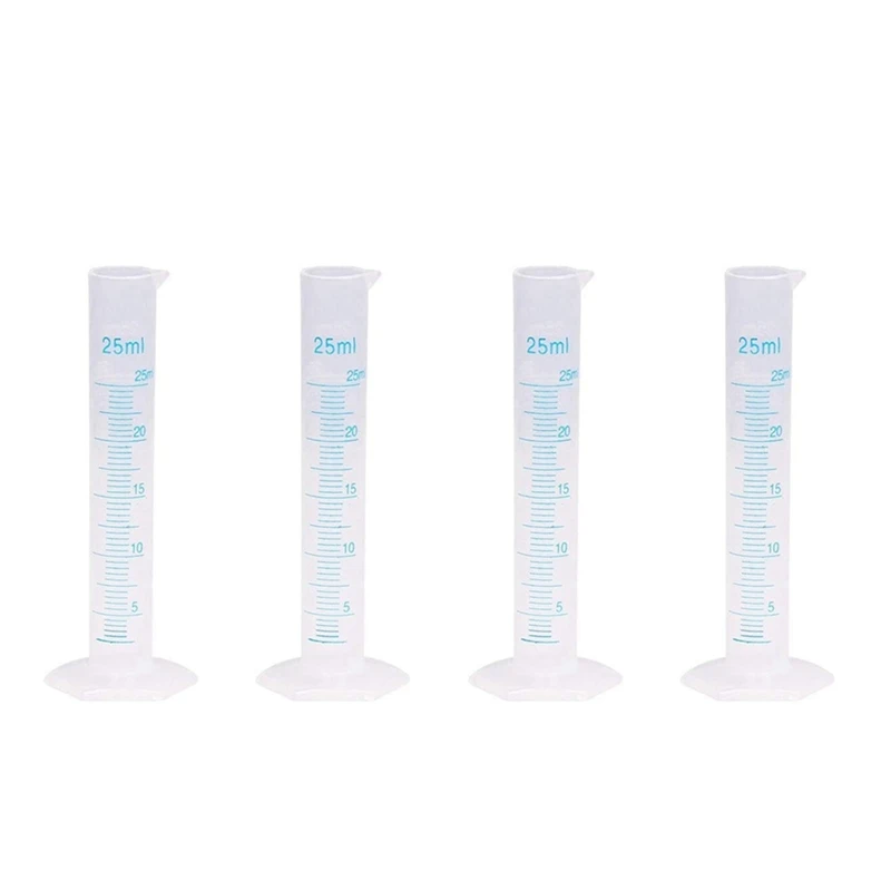 4X Measuring Cylinder Plastic Graduated Tube Tool For Lab(25Ml)