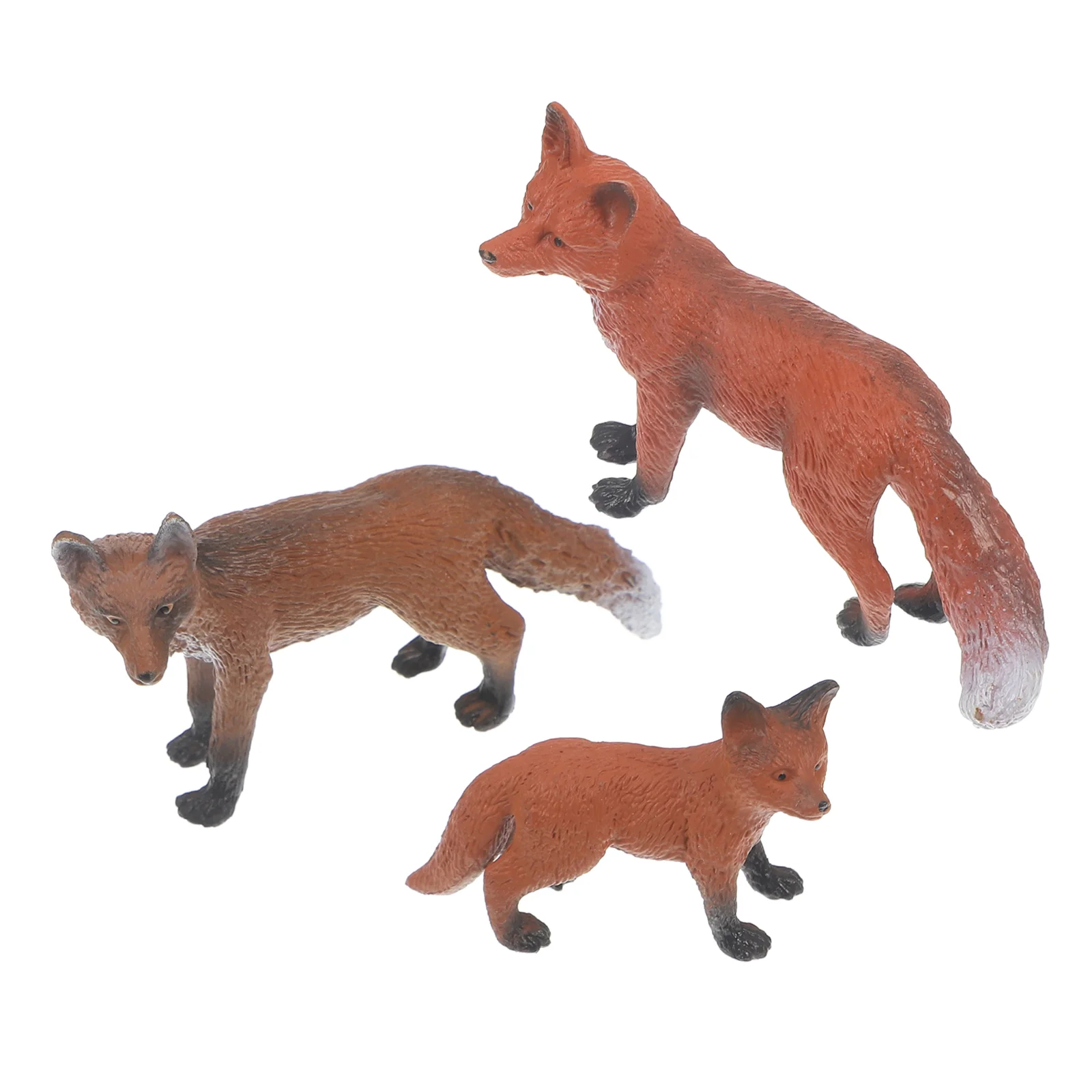 3 Pcs Fox Toy Figure Figures Toys Kids Playing Animal Model Realistic Fun Toddler