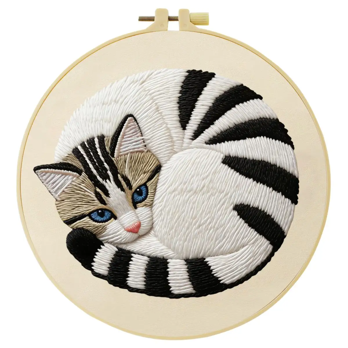 1 Stück 20X20CM/15X15CM 7,87/6,3 Zoll Tier - Katze Stickerei Starter-Kit DIY-Kit DIY-Stickerei-Set Handarbeiten Malerei – Detail 3