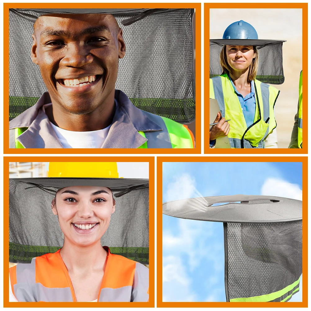 2 Pcs Reflective Hat Cover Hard Accessories Neck Protector from Sun Shade Guard Visor for Workers Polyester