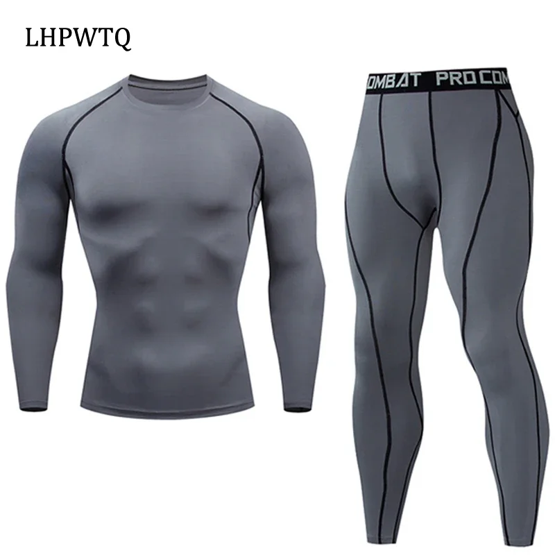 Quick Dry Men\'s   Thermal underwear Sets  Running Compression Sport Suits Basketball Tights Clothes Gym Fitness Jogging Sportswe