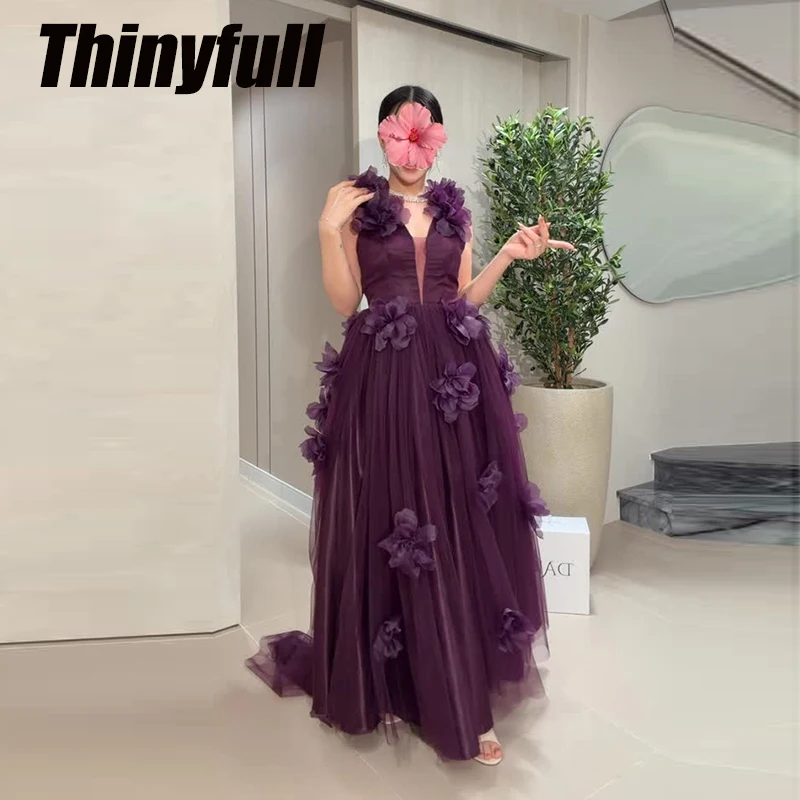 

Thinyfull A-line Prom Dress 2026 Sleeveless V-neck Birthday Party Dress Tulle Long Evening Gown Robe De Soirée Customized