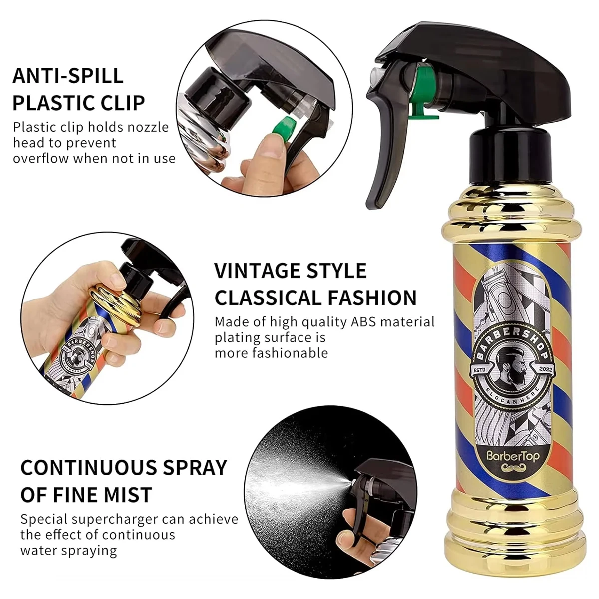 5pcs Barbershop Hair Cutting Tools Set Barber Spray Bottles Combs Face Neck Cleaning Brush Pro Salon Hairdresser Tools Supplies