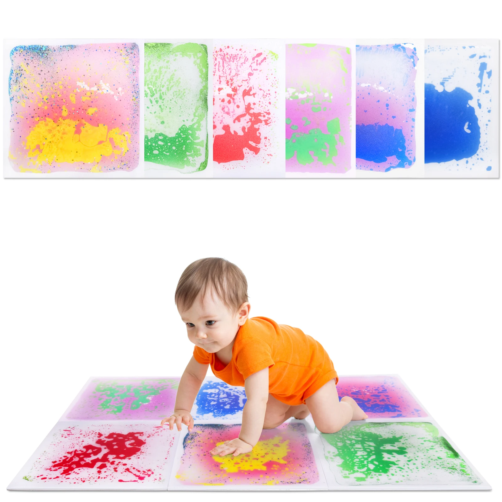 

Sensory Texture Tiles Sensory Mat Toddler Preschool Sensory Mat Sensory Squares for Kids Sensory Colored Tiles 6PCS