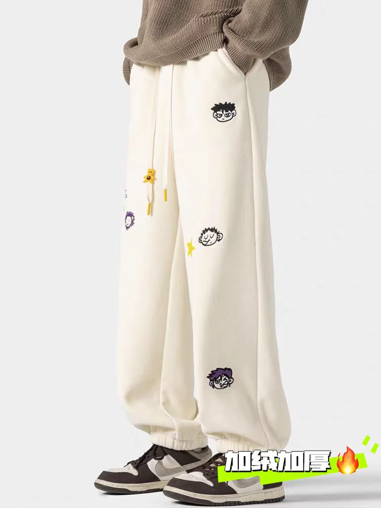 

360g Austenitic Embroidered Ankle Sweatpants For Men & Women In Autumn And Winter, With Thickened Fleece And Straight Leg Pants